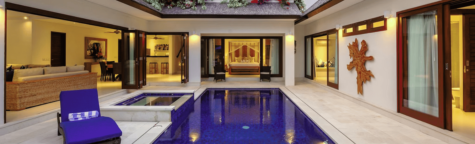 family spending time in holiday villa in Bali