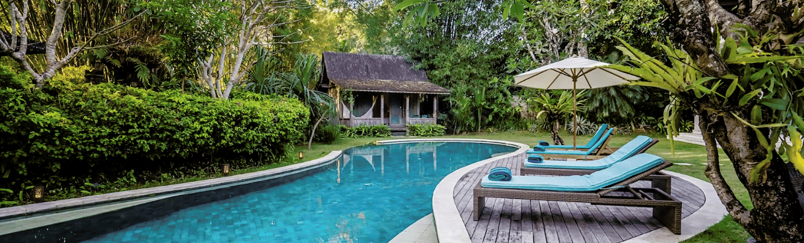 family spending time in holiday villa in Bali