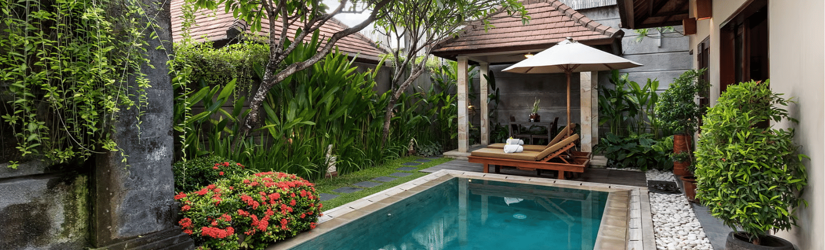 family spending time in holiday villa in Bali