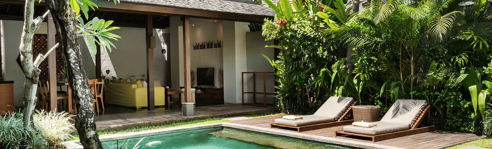 family spending time in holiday villa in Bali