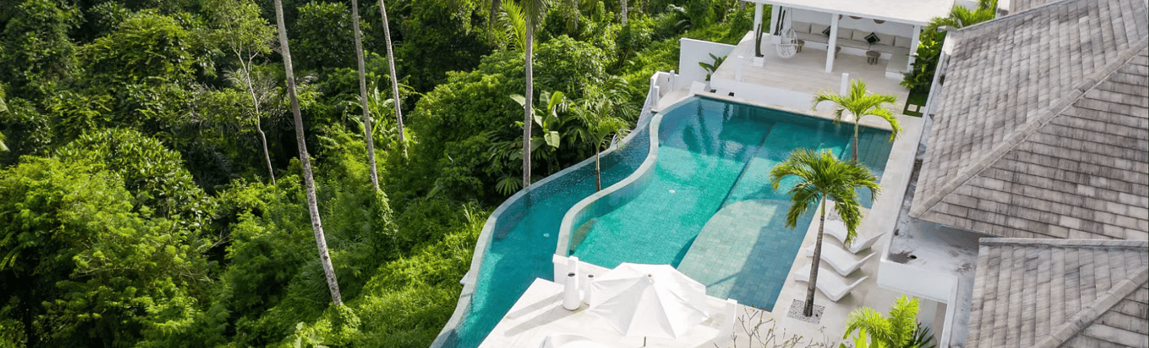 family spending time in holiday villa in Bali