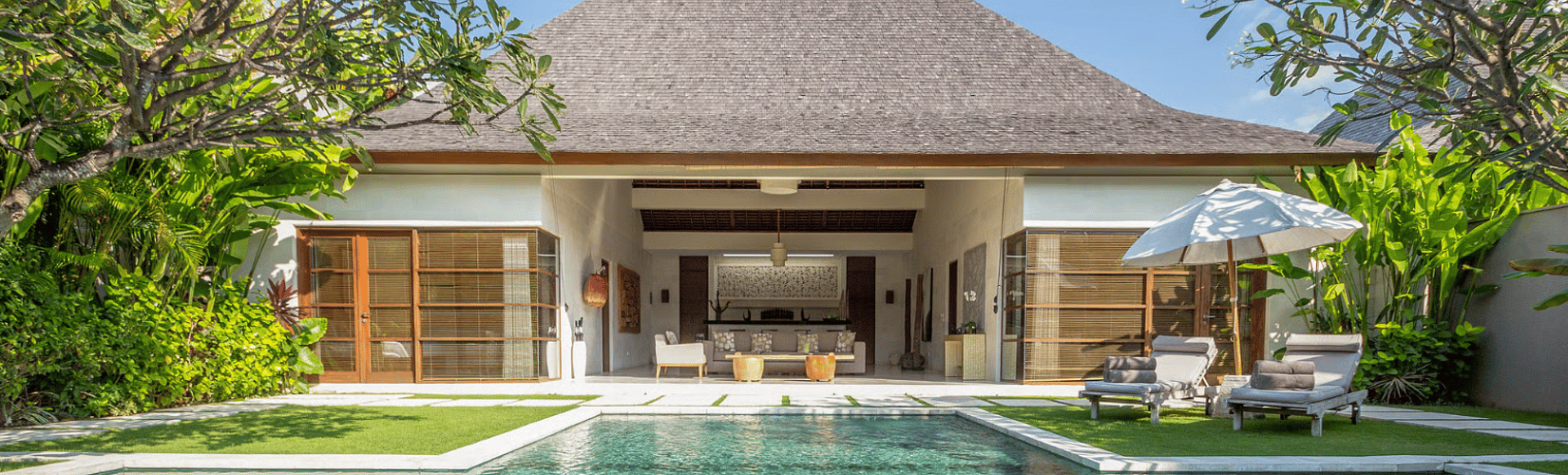 family spending time in holiday villa in Bali