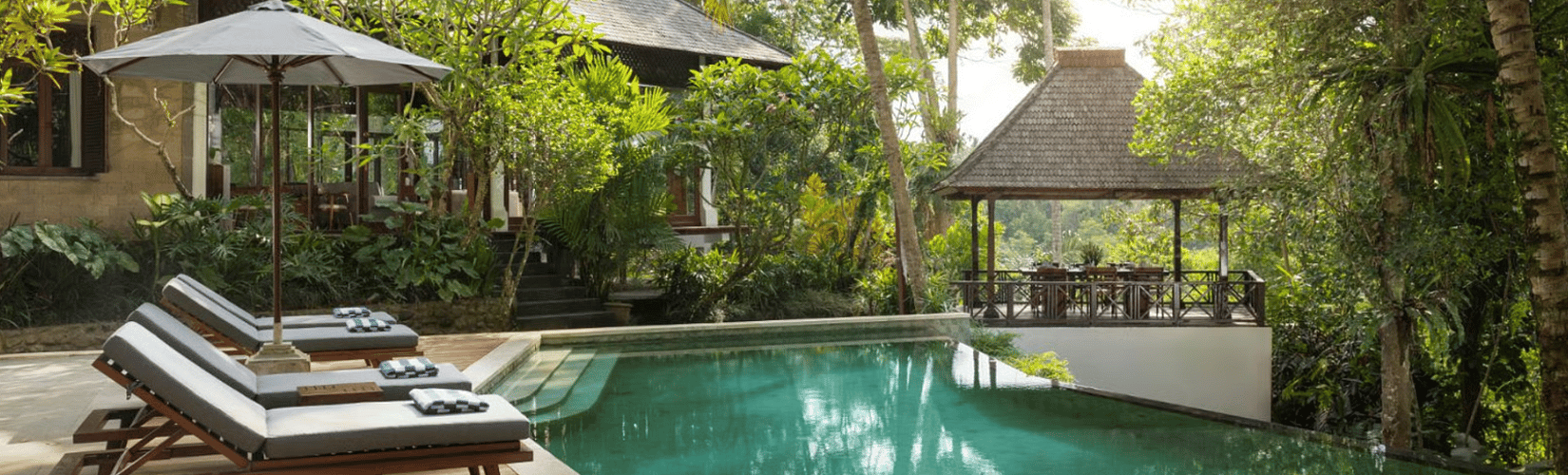 family spending time in holiday villa in Bali