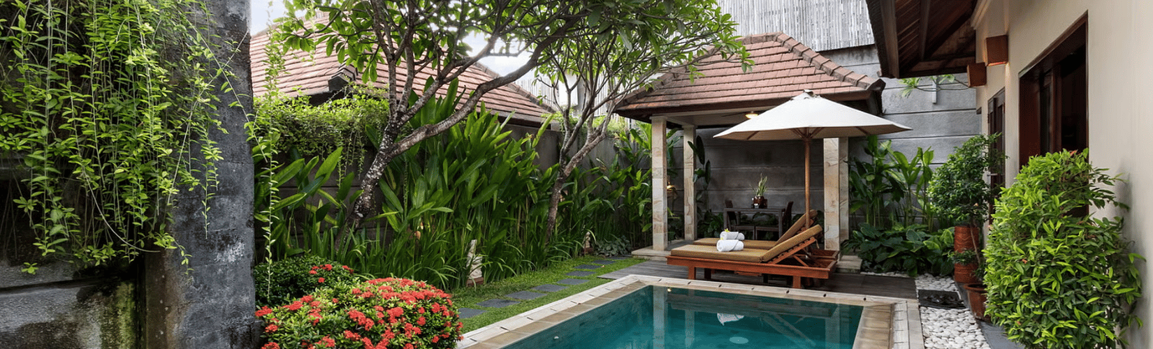 family spending time in holiday villa in Bali