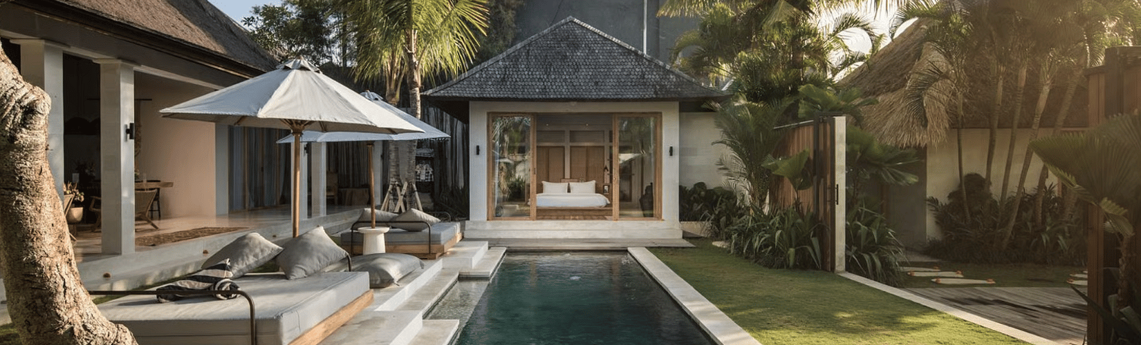 family spending time in holiday villa in Bali
