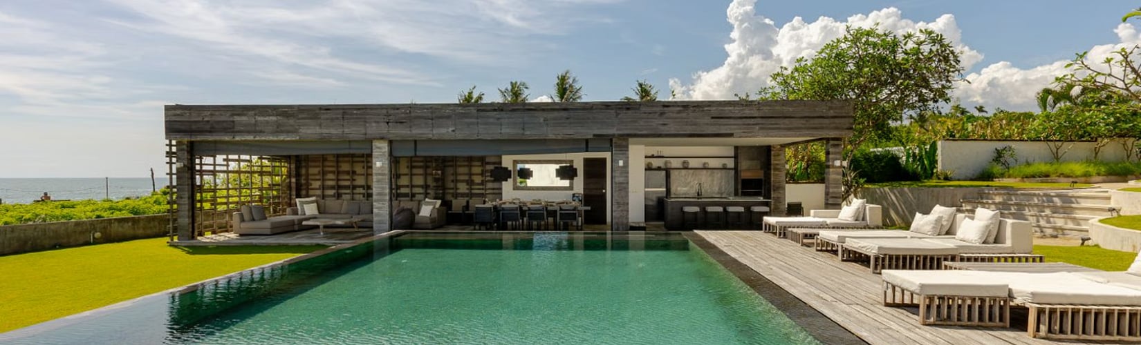 family spending time in holiday villa in Bali