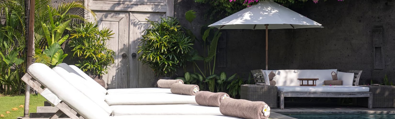 family spending time in holiday villa in Bali
