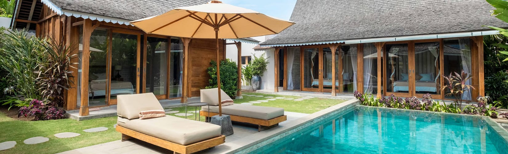family spending time in holiday villa in Bali
