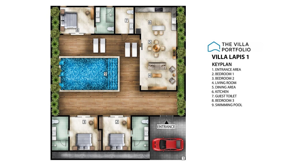 Villa Lapis 1: Floor plan for agents