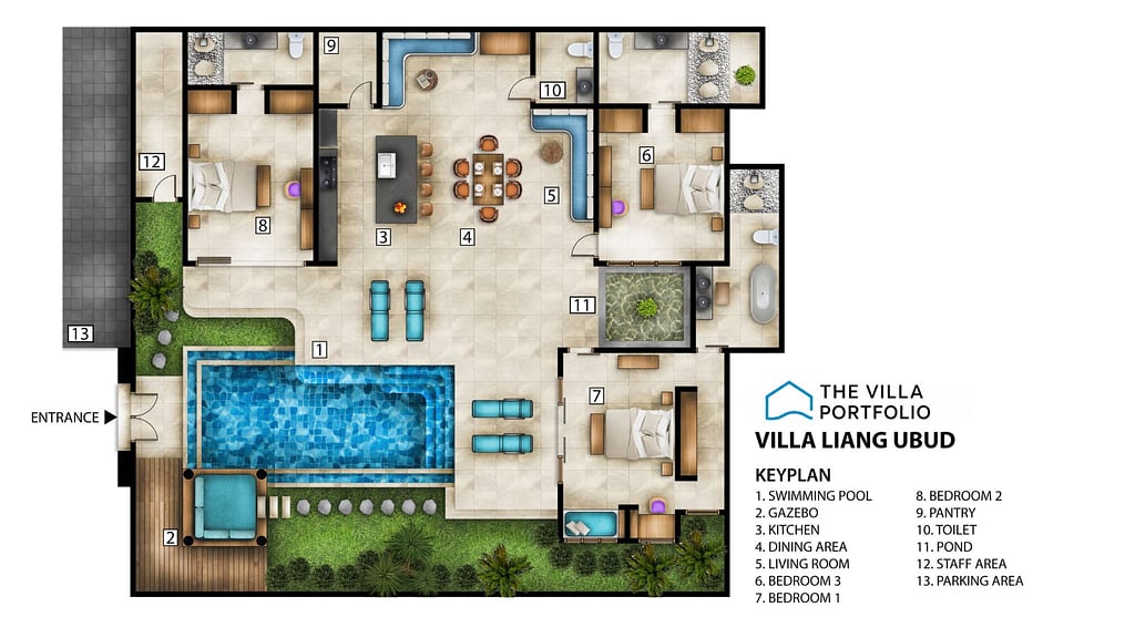 Villa Liang Ubud: Floor plan for agents
