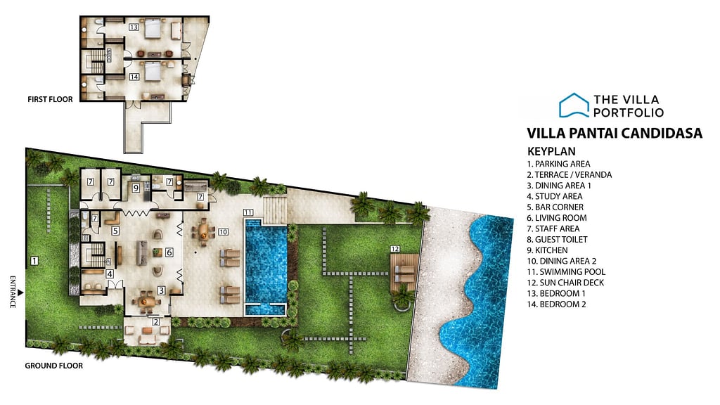 Villa Pantai Candidasa: Floor plan for agents