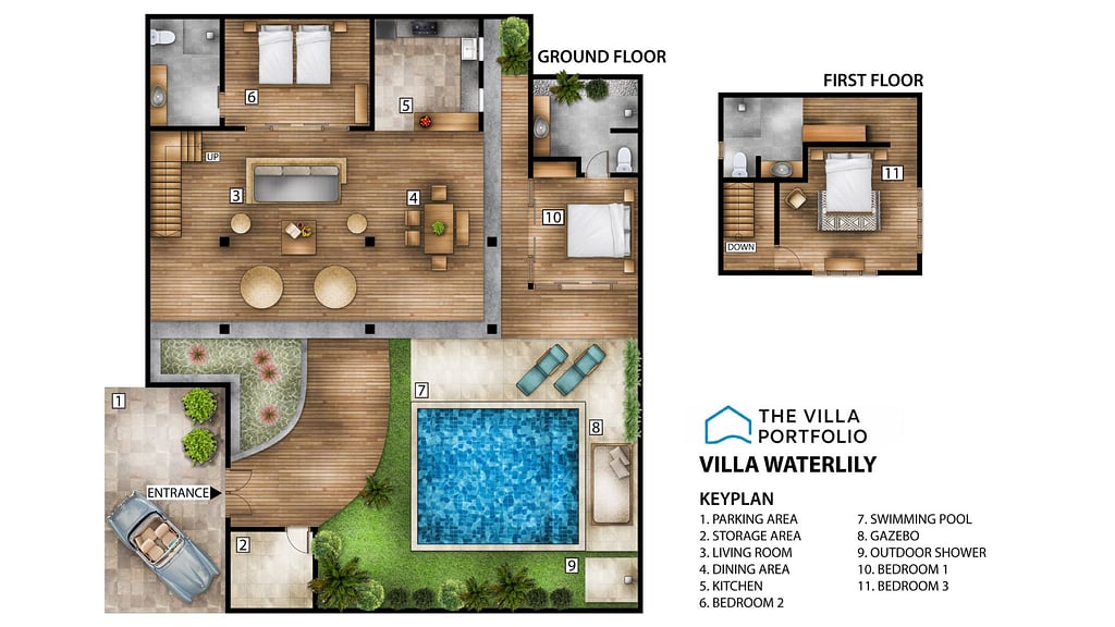 Villa Waterlily: Floor plan for agents