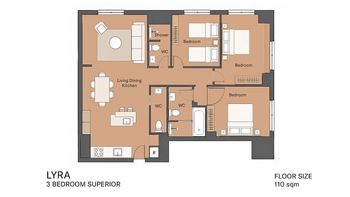 Lyra Three Bedroom Superior Floor plan