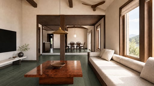 Mountain Eave Chalet Woonkamer
