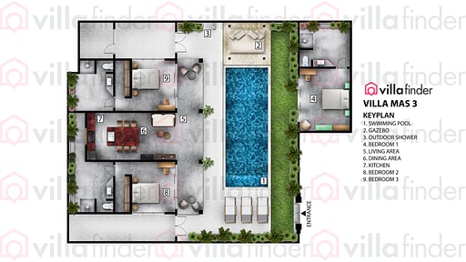 Villa Mas 3 Seminyak Схема помещений