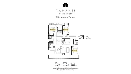 Yamakei Three Bedroom Tatami Floor plan