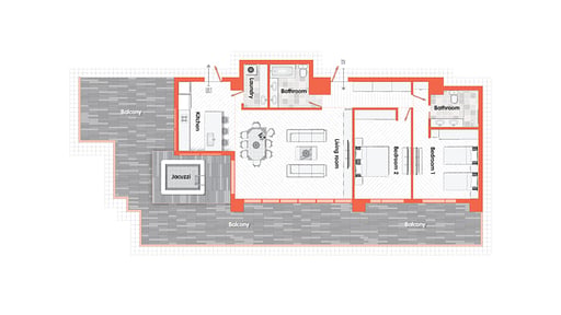 Youtei Tracks Two Bedroom Penthouse Grundriss