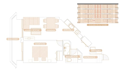 Akazora Premium One Bedroom Apartment Floor plan