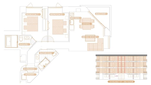 Akazora Premium Two Bedroom Apartment Floor plan