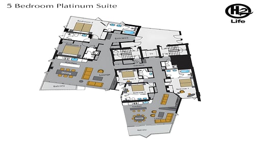 Aspect Niseko Five Bedroom Platinum Suite Floor plan