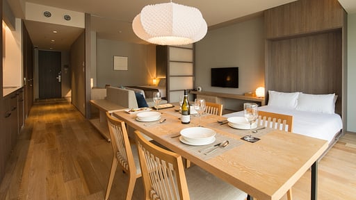 Aya Niseko 1.5 Bedroom Village View Dining area