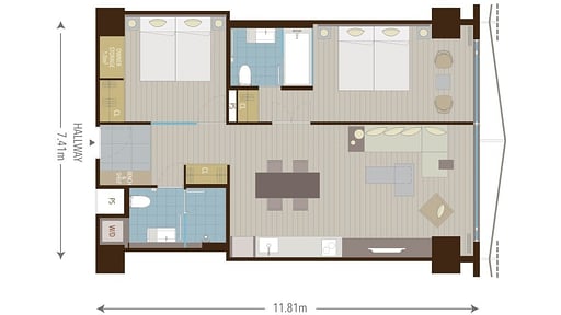 Aya Niseko Two Bedroom Forest View Floor plan