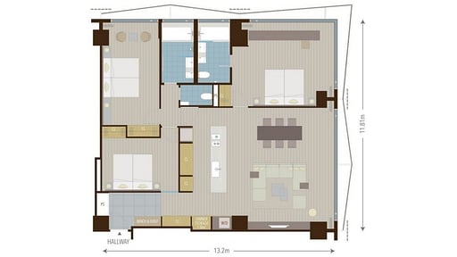 Aya Niseko Three Bedroom Yotei View Floor plan