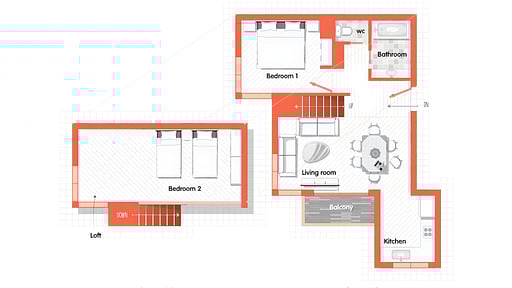 Deep Tracks Two Bedroom Condo Floor plan
