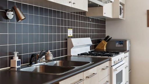 First Tracks Two Bedroom Apartment Kitchen