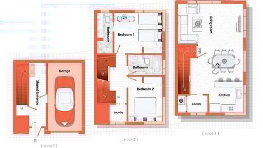 Horizon Townhouse Two Bedroom Floor plan