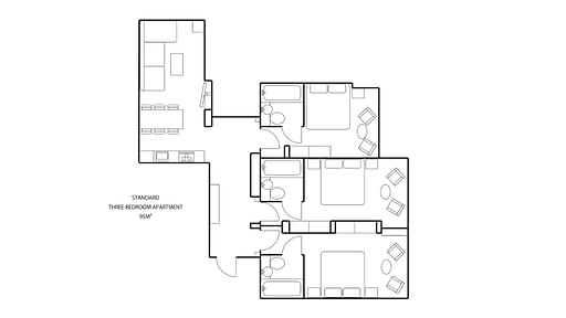 Hotel Villa Hakuba Standard Three Bedroom Apartment Floor plan