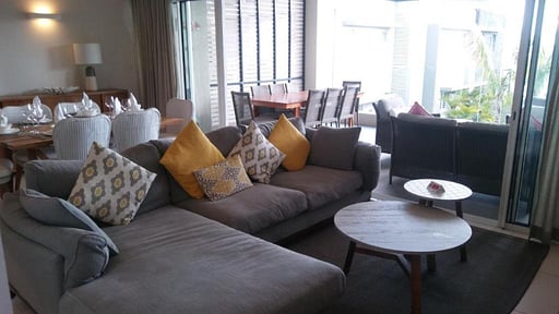 L'Escale Seaview Apartment Woonkamer