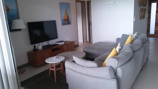 L'Escale Seaview Apartment Woonkamer