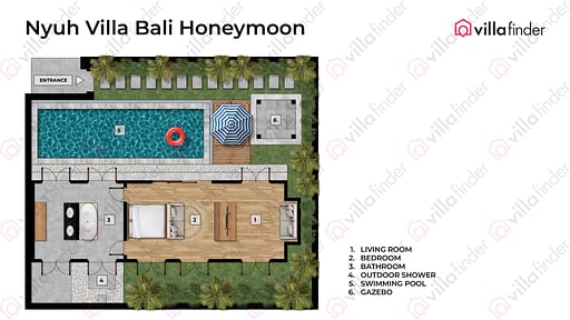 Nyuh Bali Villas Honeymoon Suite Floor plan