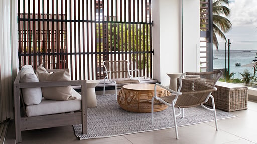 O'biches Beachfront Apartment Terrasse/Veranda