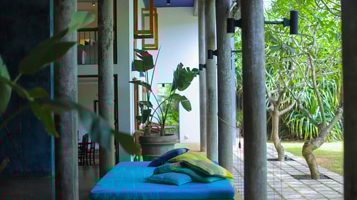 Saffron and Blue Villa Living room