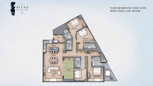 Setsu Niseko Four Bedroom Onsen Tatami Suite Floor plan
