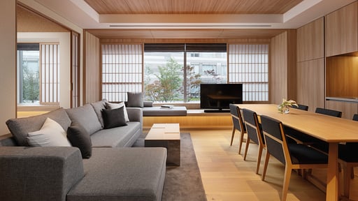 Setsu Niseko Two Bedroom Courtyard Suite Tatami Living room