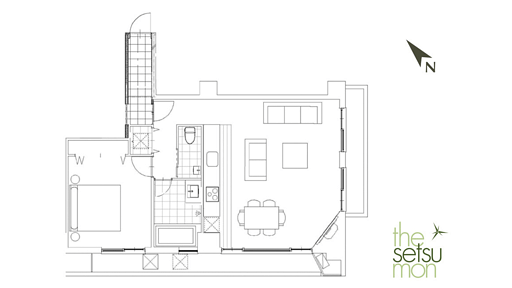 Setsumon One Bedroom Suite Floor plan