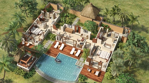 Shanti Maurice Double Suite Villa Grundriss