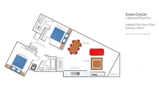 Snow Crystal Apartment Two Bedroom Suite A Floor plan