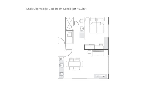 SnowDog Village One Bedroom Floor plan