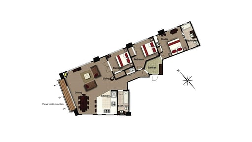 The Freshwater Three Bedroom Penthouse Suite Floor plan