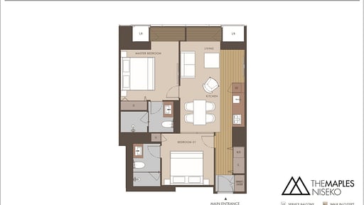 The Maples Niseko 2 Bedroom Resort Premium Floor plan
