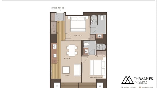 The Maples Niseko 2 Bedroom Suite Floor plan