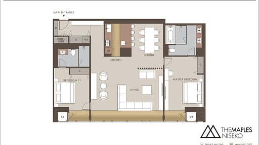 The Maples Niseko 2 Bedroom Yotei Penthouse Suite Floor plan