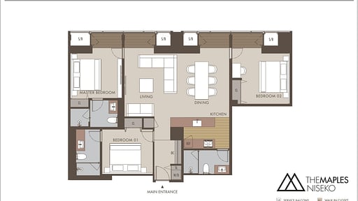 The Maples Niseko Three Bedroom Penthouse Suite Floor plan