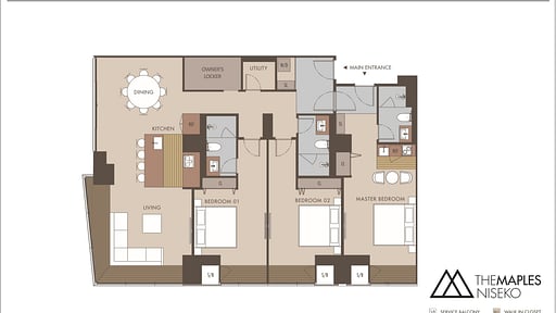 The Maples Niseko Three Bedroom Premier Suite Floor plan