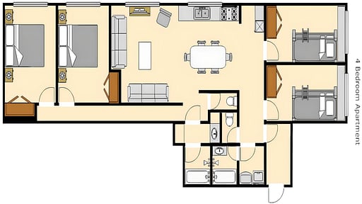 The Ridge Four Bedroom Apartment Floor plan