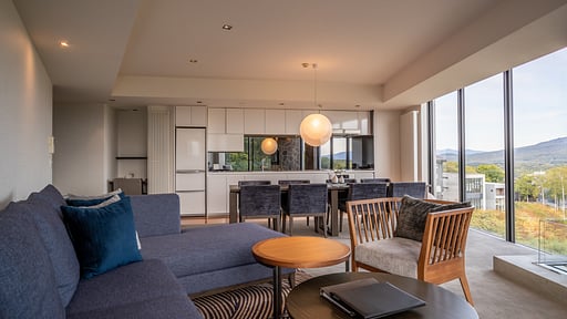 The Vale Niseko 2 Bedroom Mt. Yotei View Living room